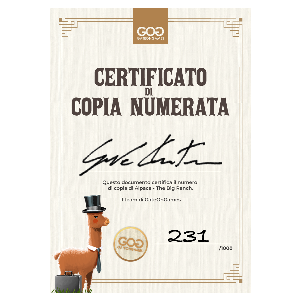 Certificato di autenticità con firma